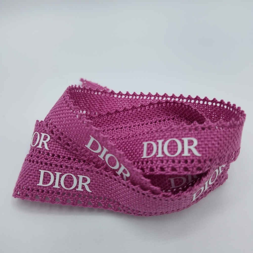 DIOR Soft Raspberry Pink Lace Logo Ribbon 39” (1yd 3in) Luxury Gift Wrap NEW - Picture 2 of 4